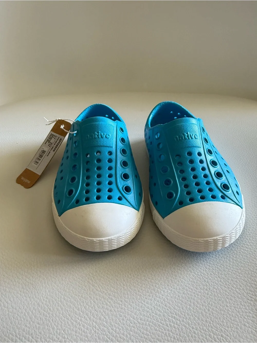 ☀️🌊 Native-style Kids Blue Slip-On Water Shoes with White Toe NWT